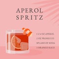Aperol Spritz Cocktail recipe. Classical Summer Alcoholic Beverage in glass with ice and orange slice with tropical palm Royalty Free Stock Photo