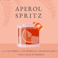 Aperol Spritz Cocktail recipe. Classical Summer Alcoholic Beverage in glass with ice and orange slice with tropical Royalty Free Stock Photo
