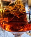 Aperol Spritz and ice cubes in a clearglass