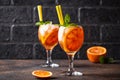 Aperol spritz, Italian cocktail with orange