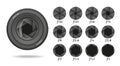 Aperture icon set with value numbers. Camera shutter lens diaphragm row Royalty Free Stock Photo