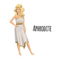 Aphrodite, ancient Greek goddess of Love and Beauty. Mythology. Flat vector illustration. Isolated on white background. Royalty Free Stock Photo