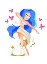 Aphrodite flat vector illustration. Ancient Greek deity. Goddess of love, beauty and eternal youth. Mythology. Divine