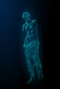 Aphrodite of Milos Venus de Milo ancient Greek statue low poly modern art. Polygonal triangle point line dark blue