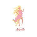 Aphrodite Olympian Greek Goddes, ancient Greece myths cartoon character vector Illustration on a white background