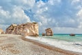 Aphrodite's rock and beach Petra tou Romiou Royalty Free Stock Photo