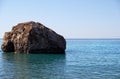 Aphrodite's Stone on Petra tou Romiou or Aphrodite Rock Beach, one of the main attractions and landmarks of Cyprus island