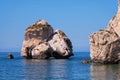 Aphrodite's Stone on Petra tou Romiou or Aphrodite Rock Beach, one of the main attractions and landmarks of Cyprus island