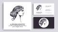 Aphrodite or Venus. Woman face logo. Emblem for a beauty or yoga salon. Style of harmony and beauty. Vector illustration