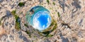 Aphrodites Rock. Stereographic projection. Paphos District. Cyprus Royalty Free Stock Photo