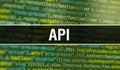 API with Abstract Technology Binary code Background.Digital binary data and Secure Data Concept. Software / Web Developer Royalty Free Stock Photo
