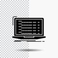 Api, app, coding, developer, laptop Glyph Icon on Transparent Background. Black Icon Royalty Free Stock Photo