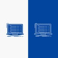 Api, app, coding, developer, laptop Line and Glyph web Button in Blue color Vertical Banner for UI and UX, website or mobile Royalty Free Stock Photo