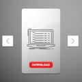 Api, app, coding, developer, laptop Line Icon in Carousal Pagination Slider Design & Red Download Button Royalty Free Stock Photo