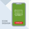 Api, app, coding, developer, laptop Line Icon in Mobile for Download Page