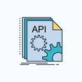 Api, app, coding, developer, software Flat Icon. green and Yellow sign and symbols for website and Mobile appliation. vector