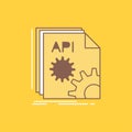 Api, app, coding, developer, software Flat Line Filled Icon. Beautiful Logo button over yellow background for UI and UX, website Royalty Free Stock Photo