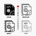 Api, app, coding, developer, software Icon in Thin, Regular, Bold Line and Glyph Style. Vector illustration Royalty Free Stock Photo