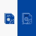 Api, app, coding, developer, software Line and Glyph web Button in Blue color Vertical Banner for UI and UX, website or mobile Royalty Free Stock Photo