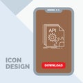 Api, app, coding, developer, software Line Icon in Mobile for Download Page Royalty Free Stock Photo