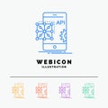 Api, Application, coding, Development, Mobile 5 Color Line Web Icon Template isolated on white. Vector illustration Royalty Free Stock Photo