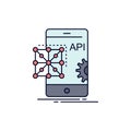 Api, Application, coding, Development, Mobile Flat Color Icon Vector Royalty Free Stock Photo