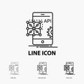 Api, Application, coding, Development, Mobile Icon in Thin, Regular and Bold Line Style. Vector illustration Royalty Free Stock Photo