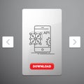 Api, Application, coding, Development, Mobile Line Icon in Carousal Pagination Slider Design & Red Download Button Royalty Free Stock Photo