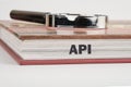API (application program interface). The concept of technology and development. Phrase, words, text API on the