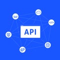 API - Application Programming Interface. Api Gateway Architecture and integration flat design vector icon illustration Royalty Free Stock Photo