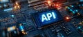 API. Application Programming Interface. Chip on Computer Motherboard. Digital Data Processing. Royalty Free Stock Photo