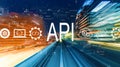 API - application programming interface concept with high speed motion blur Royalty Free Stock Photo