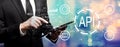 API - application programming interface concept API concept with businessman Royalty Free Stock Photo