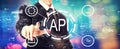 API - application programming interface concept API concept with a businessman Royalty Free Stock Photo