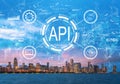 API - application programming interface concept API concept with downtown Chicago Royalty Free Stock Photo