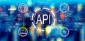 API - application programming interface concept with big city lights Royalty Free Stock Photo