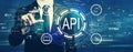 API - application programming interface concept with businessman Royalty Free Stock Photo