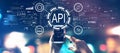 API - application programming interface concept with city lights at night Royalty Free Stock Photo
