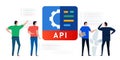 API Application programming interface concept of coding service online gear engine of code
