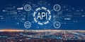 API - application programming interface concept with downtown Los Angeles Royalty Free Stock Photo