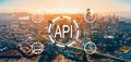 API - application programming interface concept with downtown San Francisco Royalty Free Stock Photo