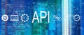 API - application programming interface concept with downtown skyline Royalty Free Stock Photo