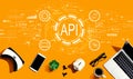 API - application programming interface concept with electronic gadgets and office supplies Royalty Free Stock Photo