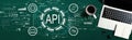 API - application programming interface concept with a laptop computer Royalty Free Stock Photo