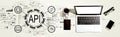 API - application programming interface concept with a laptop computer Royalty Free Stock Photo