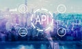 API - application programming interface concept API concept with the New York City skyline Royalty Free Stock Photo