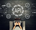API - application programming interface concept with person using a laptop Royalty Free Stock Photo