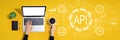 API - application programming interface concept with person using laptop computer Royalty Free Stock Photo