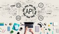API - application programming interface concept with person using a laptop Royalty Free Stock Photo