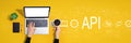 API - application programming interface concept with person using laptop computer Royalty Free Stock Photo